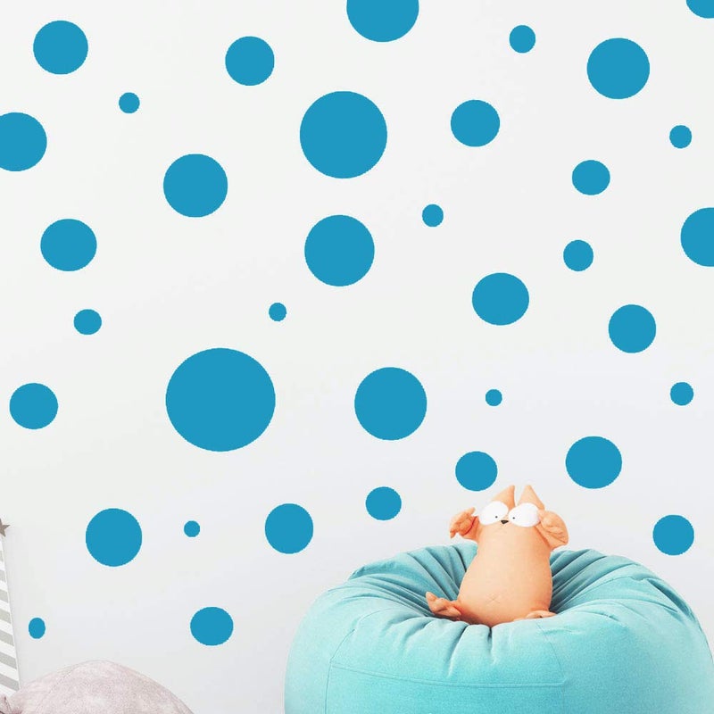 Create-A-Mural Polka Dot Wall Decals (63) Girls Room Wall Decor Stickers, Wall Dots, Vinyl Circle Peel & Stick DIY Bedroom, Playroom, Kids Room, Baby Nursery Toddler to Teen Bedroom Decoration Gift 3"-6.5" (Teal) - Image 1
